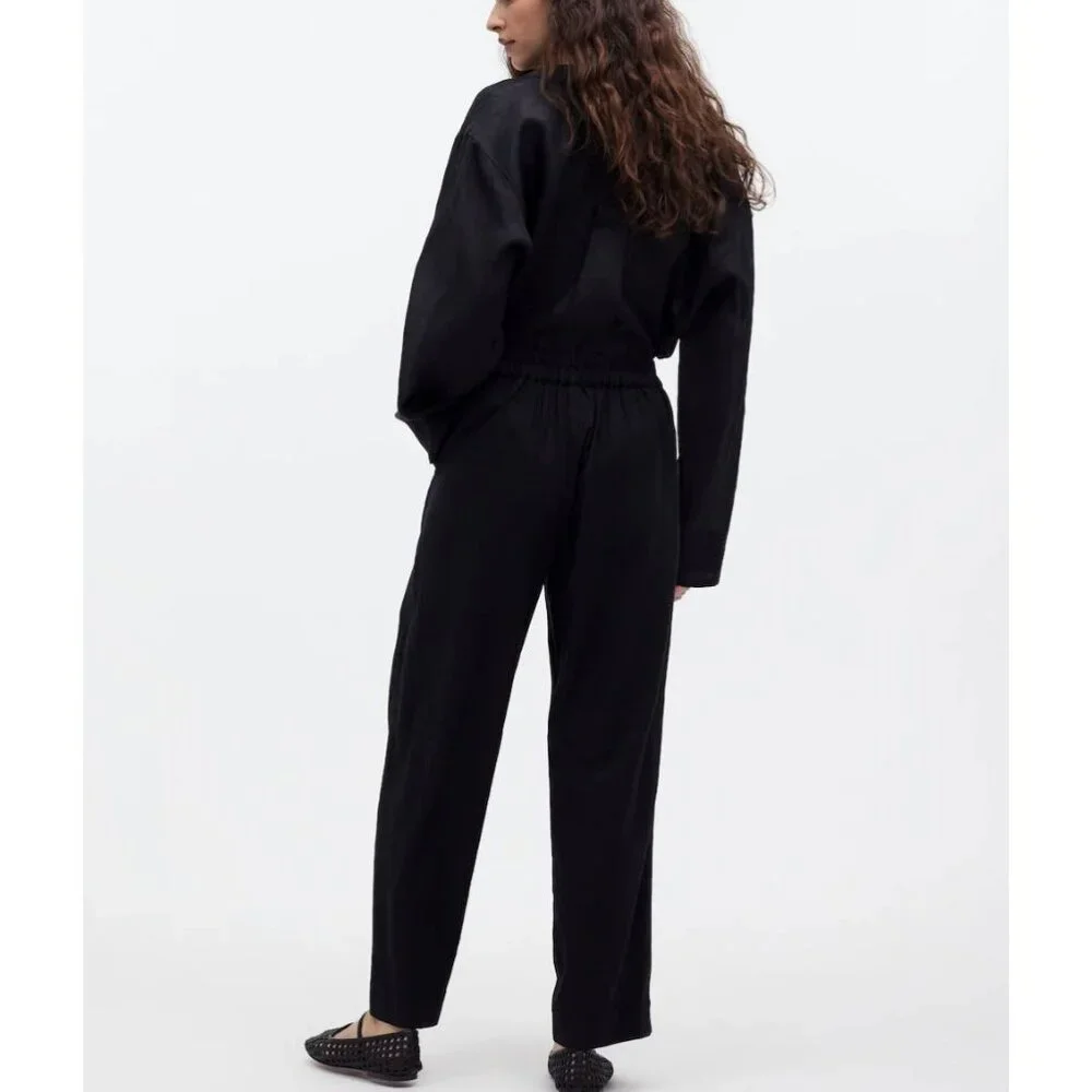 MADEWELL Women's Pull-On Straight Crop Pants in Black NWT - Picture 2 of 7